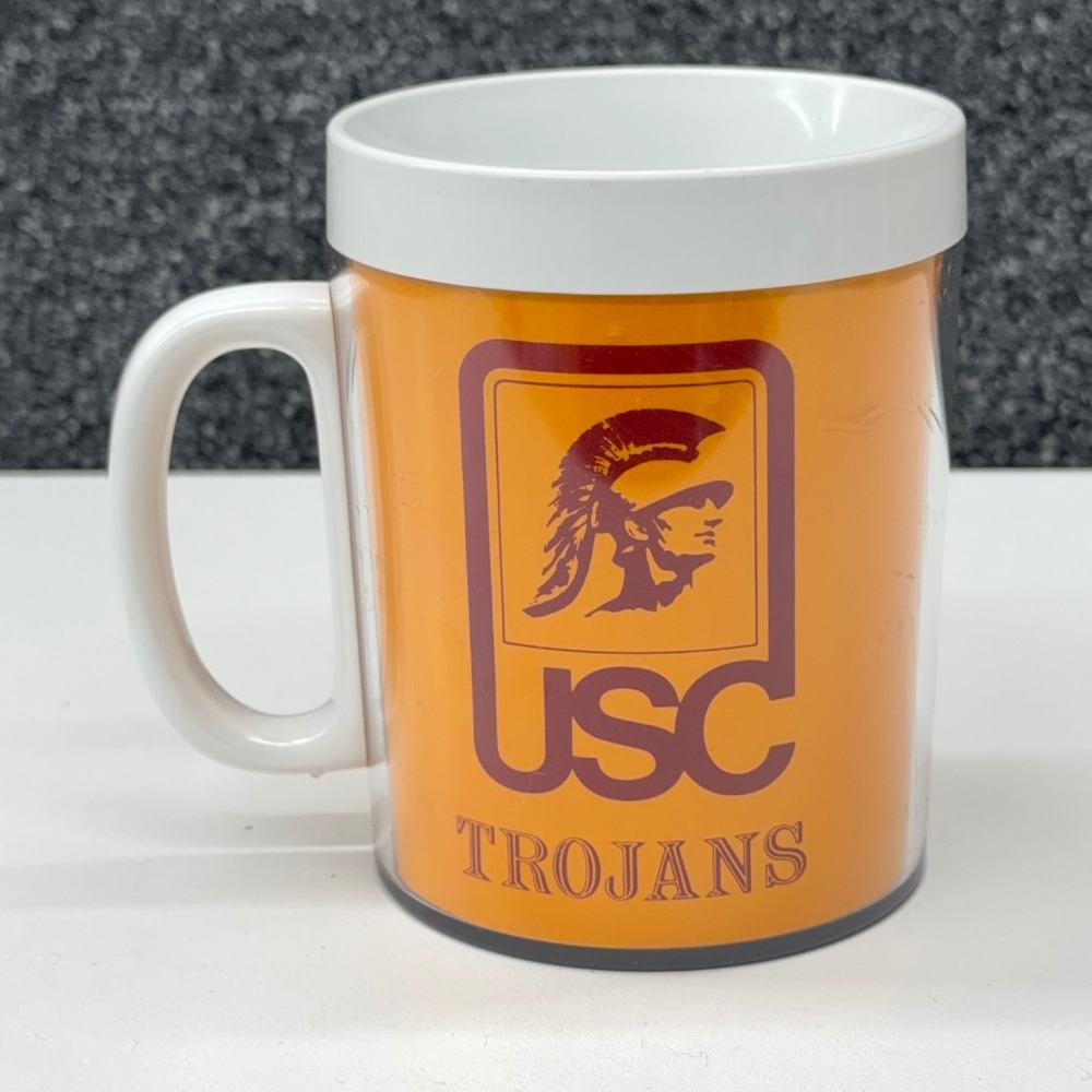 Vintage USC Trojans Thermo-Serv Insulated Plastic Mug Cup 1979 Made in‎ USA NCAA